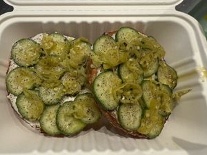 Vegan cream cheesee  at Apollo Bagels in New York City