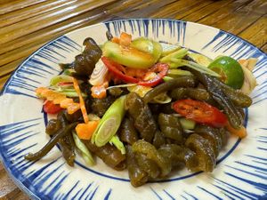 Spirulina salad at Chay Hy Di in Hanoi