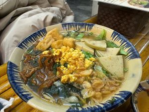 Vegan crab noodle soup at Chay Hy Di in Hanoi