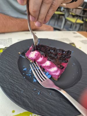 Fresh Lemon blueberry cake at BioMania Bistro in Zagreb