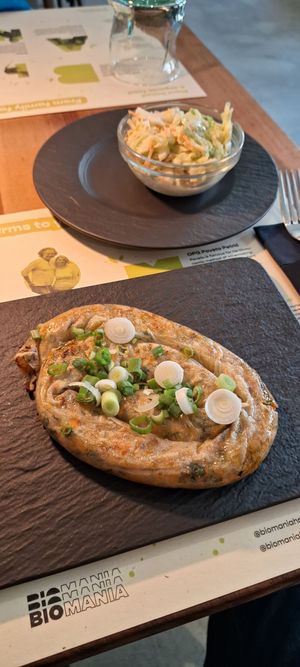 Burek e colesaw salad at BioMania Bistro in Zagreb