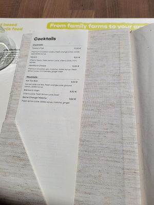 Cocktails and sober mocktails at BioMania Bistro in Zagreb