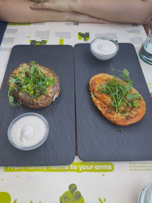 Burek, traditional and sweet potato at BioMania Bistro in Zagreb
