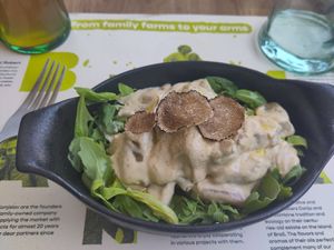 Gnocchi with truffles at BioMania Bistro in Zagreb