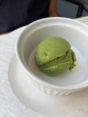 Matcha ice cream   at BioMania Bistro in Zagreb
