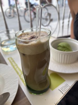 Iced cinnamon latte   at BioMania Bistro in Zagreb