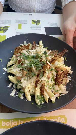 Pasta Carbonara  at BioMania Bistro in Zagreb