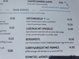 English menu: Hirtennudeln at Die Laberei in Oberammergau