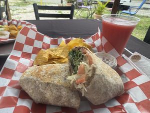 Mushroom pepper steak with vegan cheese wrap! Delicious!   at Hoja Verde - Al gusto vegano/vegetariano in San German