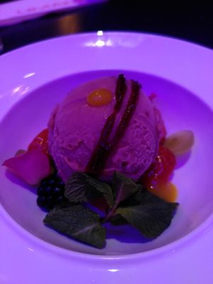 Raspberry sorbet at Umami in Maastricht