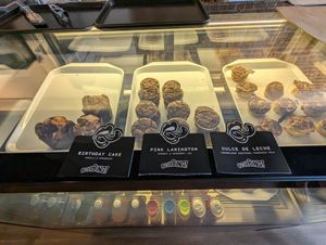 Pastry cabinet at Double Drop Espresso in Armidale