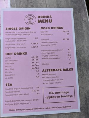 Menu January 25 at Double Drop Espresso in Armidale