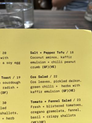 Menu Feb 2025  at Kokomo in Christchurch