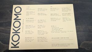 Lunch menu at Kokomo in Christchurch