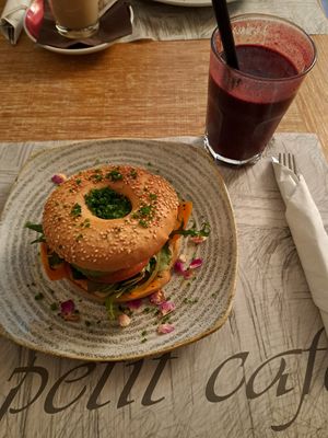 Vegan Bagel at Le Petit Cafe in Ljubljana