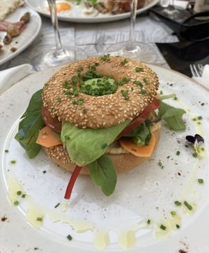 vegan bagel  at Le Petit Cafe in Ljubljana