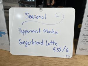 Seasonal items  at Three Cats Coffee in Woodinville