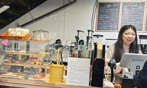 Friendly help, pastry variety! at Three Cats Coffee in Woodinville