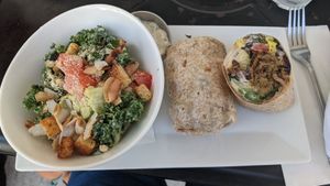 Falafel wrap & Caesar salad combo at Island Naturals Cafe in Seven Mile Beach