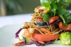 Our pan asian bowl at Island Naturals Cafe in Seven Mile Beach
