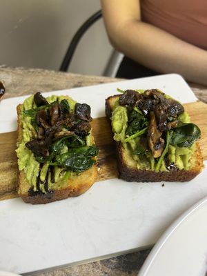 Savory avocado mushroom toast  at Island Naturals Cafe in Seven Mile Beach