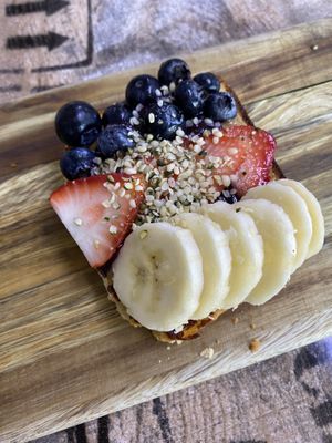Berry almond butter toast  at Island Naturals Cafe in Seven Mile Beach