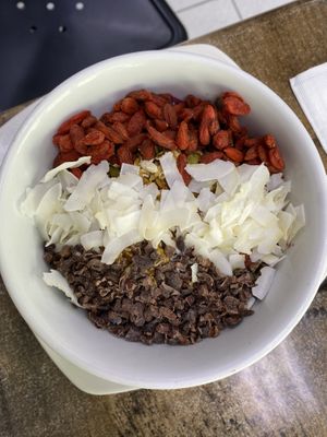 Açaí bowl  at Island Naturals Cafe in Seven Mile Beach