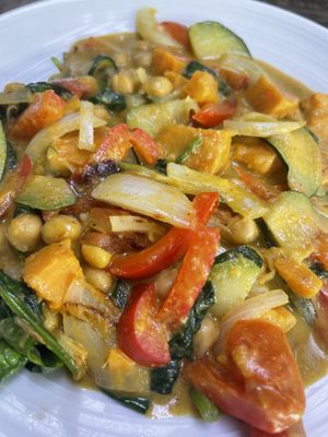 Sweet potato curry  at Island Naturals Cafe in Seven Mile Beach