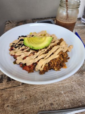 Taco bowl at Island Naturals Cafe in Seven Mile Beach
