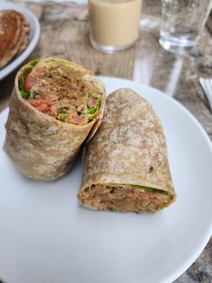 Taco wrap at Island Naturals Cafe in Seven Mile Beach