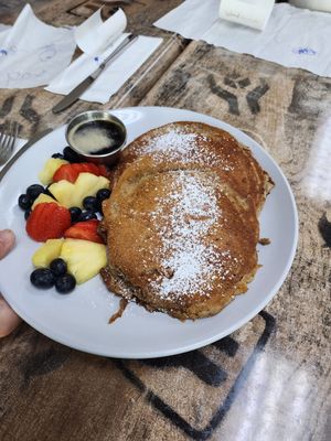 Chocolate chip pancakes at Island Naturals Cafe in Seven Mile Beach
