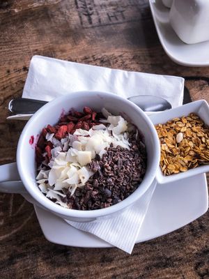 Açaí bowl goodness! at Island Naturals Cafe in Seven Mile Beach