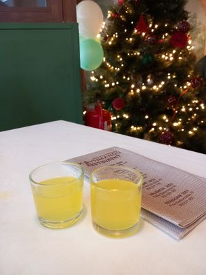 Complimentary limoncello at Kathmandu Restaurant Benidorm in Benidorm