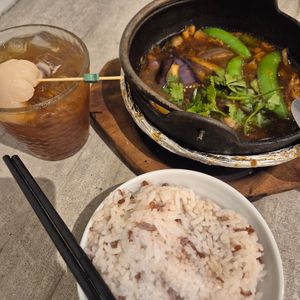 Brinjal fish claypot with rice at Nature Cafe - Alexandra Central Mall - 自然疏食 in Central Singapore