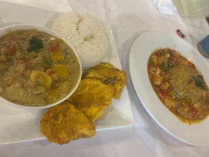 I Like My Chicks Curried (left) & Bifongo (right) at Griot Gardens in Houston