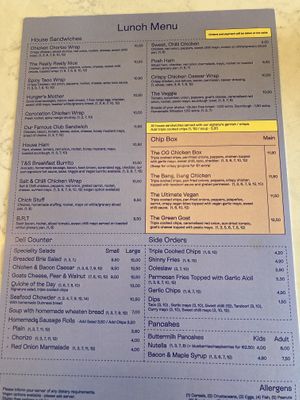 Menu   at Tank and Skinny's - Seaside  in Buncrana