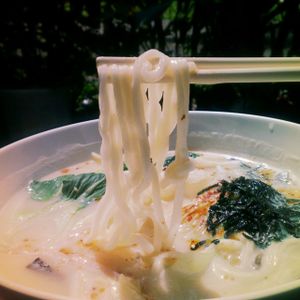 Chinese cheese ramen, tasty soy milk soup  at Yummy Vegan House in Taipei