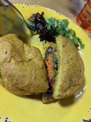 Veggie(black bean) burger  at Cocobana in San Juan