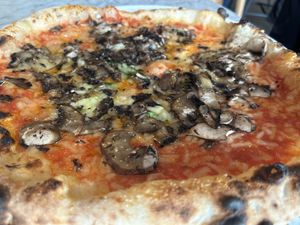 Margarita with mushrooms - vegan cheese obviously to avoid any queries from the VG police   at Rudy's Pizza Napoletana in Newcastle Upon Tyne