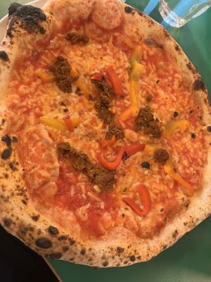 Nduja with added roasted peppers   at Rudy's Pizza Napoletana in Newcastle Upon Tyne