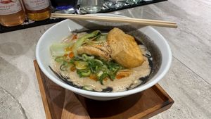 Spicy Tandan Ramen  at MOON and BACK Ramen Bar & Brunch Cafe in Kyoto