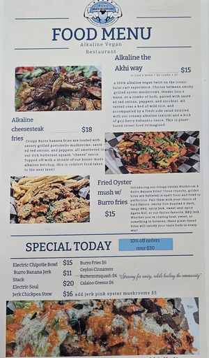 Latest Menu at Akhi Alkaline - Maybe closed in Dover