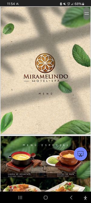 Menu at Hotel Spa Miramelindo in Banos De Agua Santa