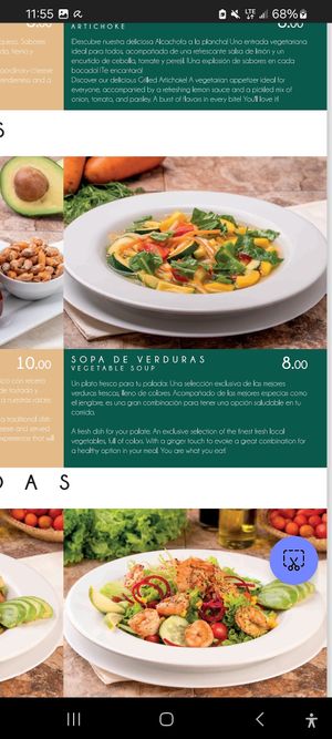 Menu at Hotel Spa Miramelindo in Banos De Agua Santa