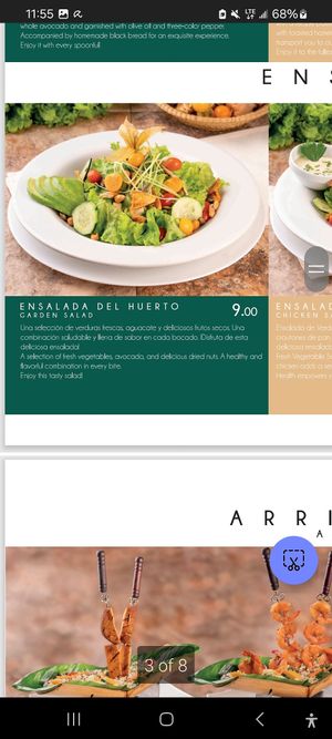 Menu at Hotel Spa Miramelindo in Banos De Agua Santa