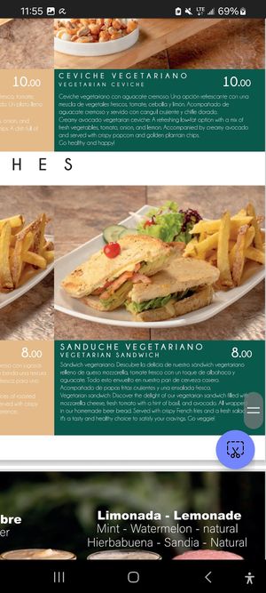 Menu at Hotel Spa Miramelindo in Banos De Agua Santa