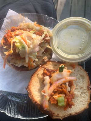 Sloppy joe (with ranch on side) I ordered the bun on the side, this is only half of the sloppy joe. Big enough portion to make another sandwich for later  at Handlebar in Chicago