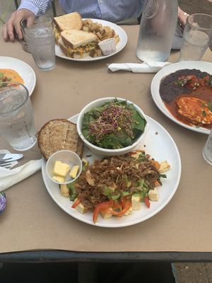 Tofu scramble, side salad + toast w/vegan butter!  at Handlebar in Chicago