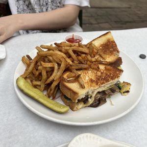 fried avocado grilled cheese (vegan)  at Handlebar in Chicago