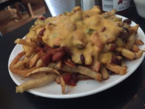 Vegan chili cheese fries at Handlebar in Chicago